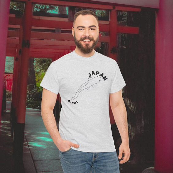 Koi Fish T-Shirt, Minimalist Japanese Unisex Tee, Gifts for Travelers, Casual Wear, Japan Fashion