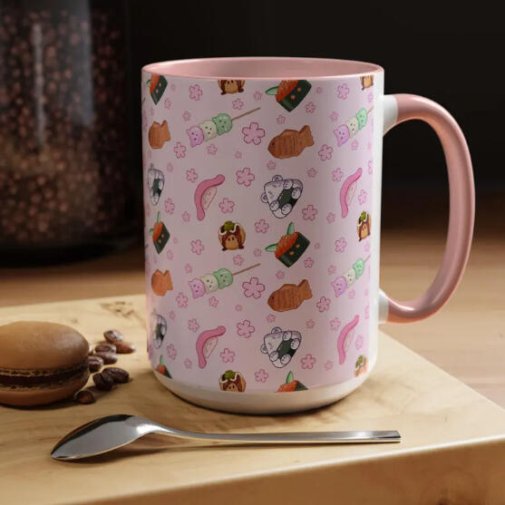 Chibi Japanese food characters cute seamless mug