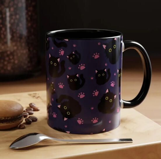 Black Cat cute seamless mug