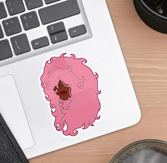 Curly Haired Girl Series - Pink Sticker