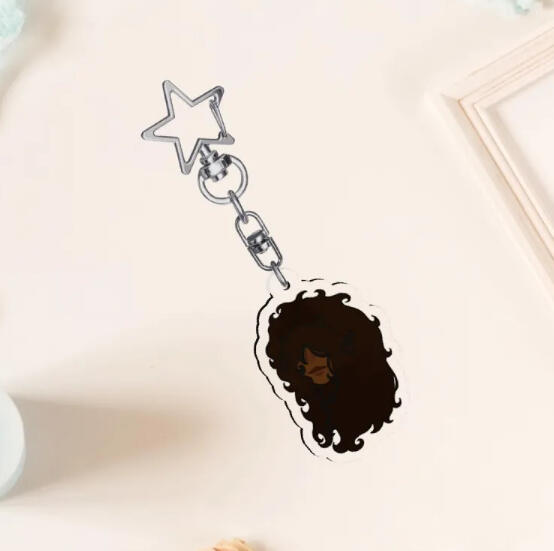 Curly Haired Girl Series - Brown Keychain