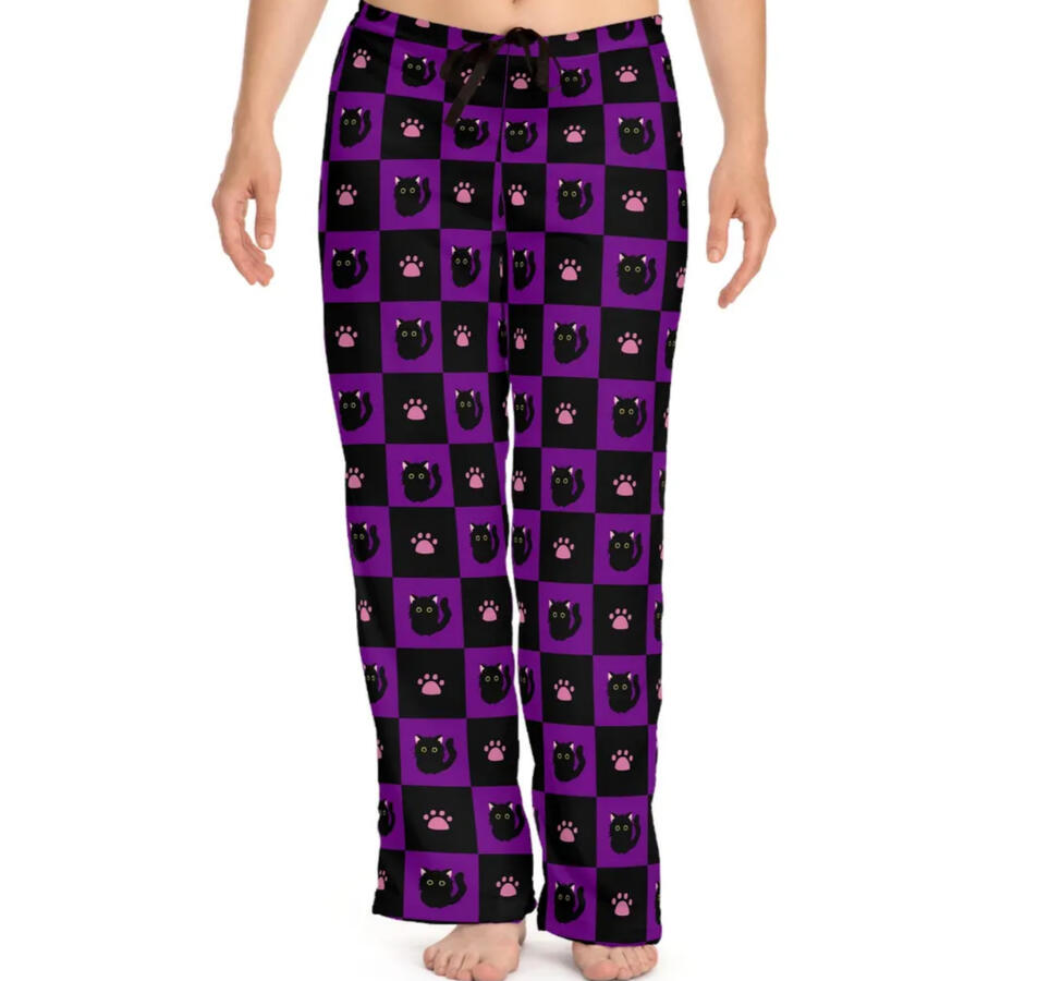 Checkered Black Cats pajama Pants