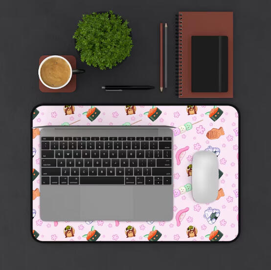 Kawaii Mouse Pad: Pink Japanese Food Desk Mat