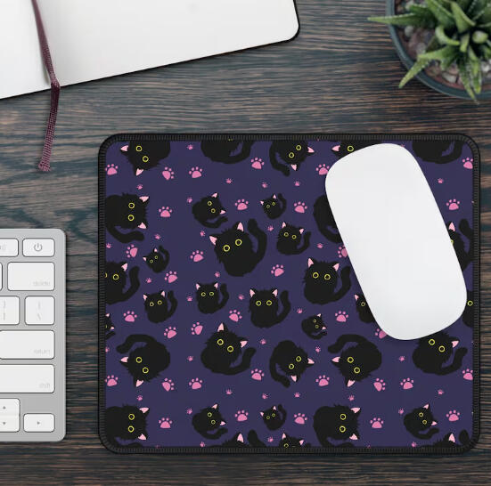 Cute Cat-Themed Gaming Mouse Pad, Purrfect Gift for Cat Lovers, Home Office Decor, Fun Gamer Accessory, Black Cat Design