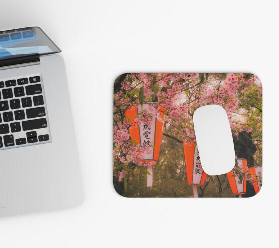 Cherry Blossom Mouse Pad: Japanese Sakura Floral Desk Accessory