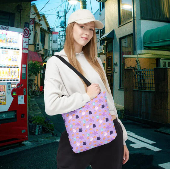 Cute Ghosts & spooky Tote Bag, Whimsical Bag, Halloween Gift, Everyday Use, Eco-Friendly Shopping Tote, Fun Design