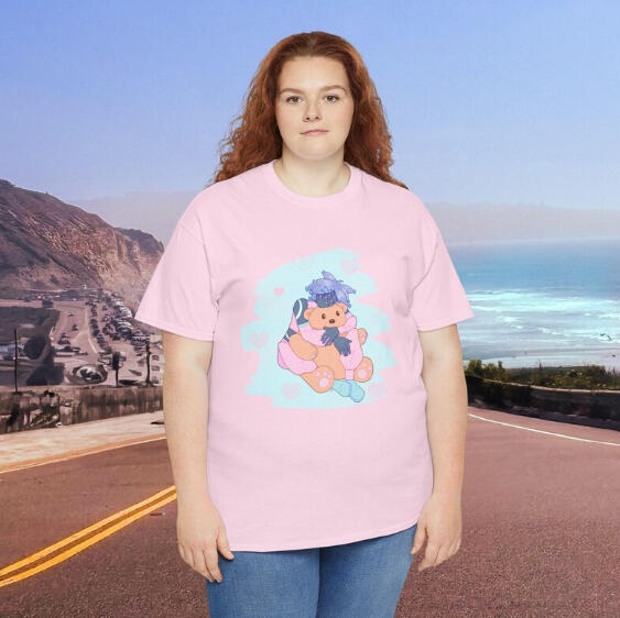 Cute Pastel Alien & Teddy Bear Design - Original Artwork Unisex Cotton T-Shirt, Casual Summer Wear, Gift for Animal Lovers, Graphic Tee