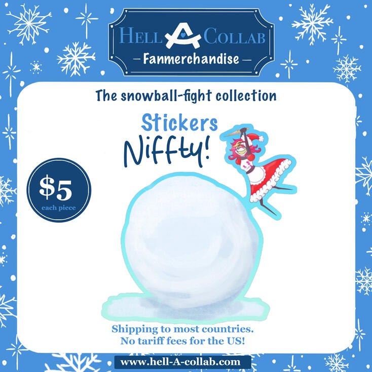 Hazbin Hotel Snowball Fight Collaboration Niffty Colored Edge Die Cut Stickers