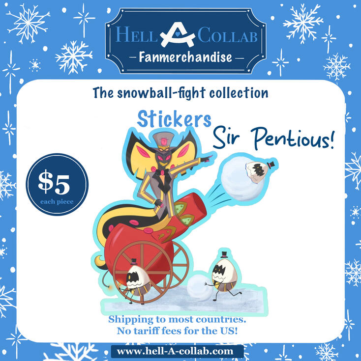 Hazbin Hotel Snowball Fight Collaboration Sir Pentious Demon Form Colored Edge Die Cut Stickers