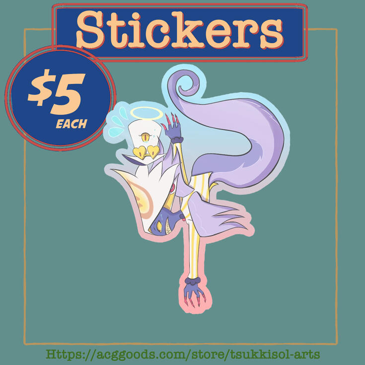 Hazbin Hotel Sir Pentious Angel Form Colored Edge Die Cut Stickers