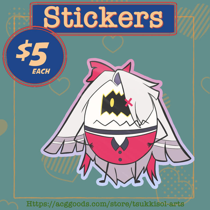 Vaggie Hazbin Hotel Egg Boi Colored Edge Die Cut Stickers