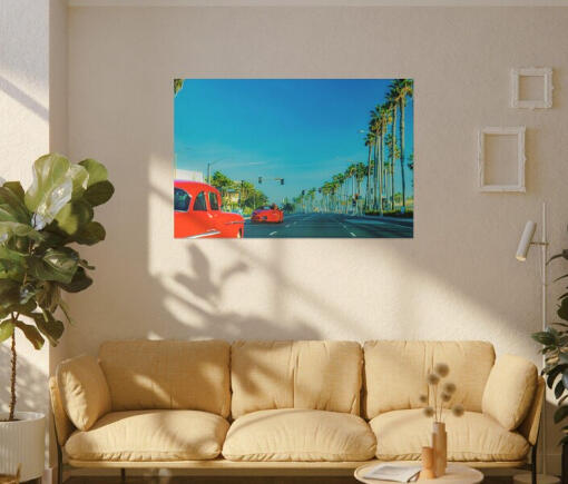 Retro Car Canvas Print: Vibrant Beach Vibe Wall Art