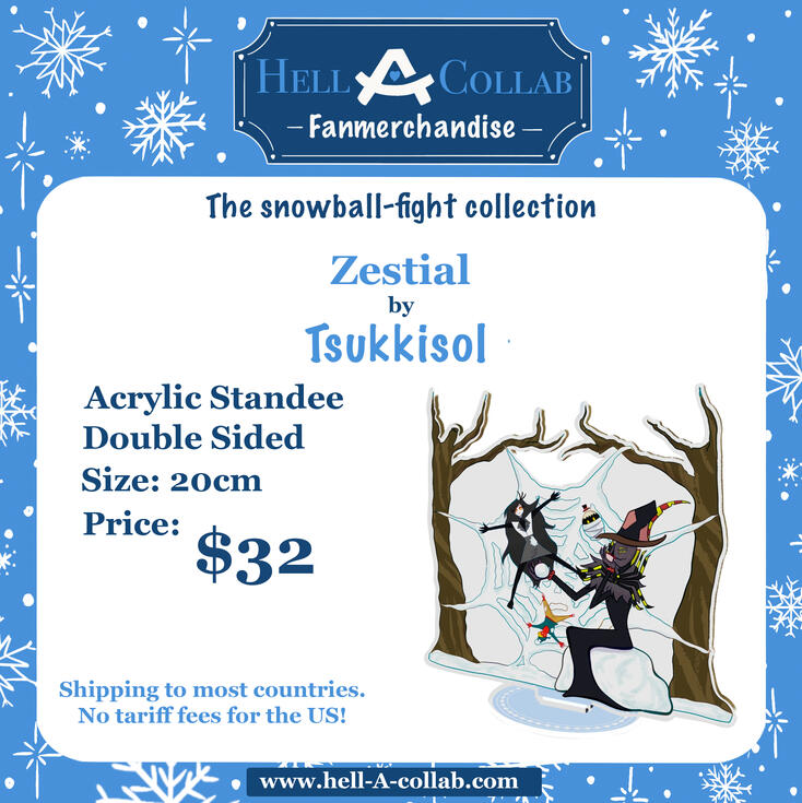 Hazbin Hotel Snowball Fight Collaboration Zestial Clear Acrylic Standees