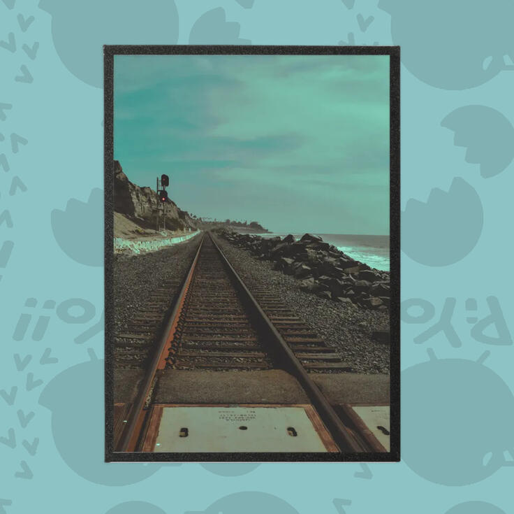 Beach Train Tracks Art Boards