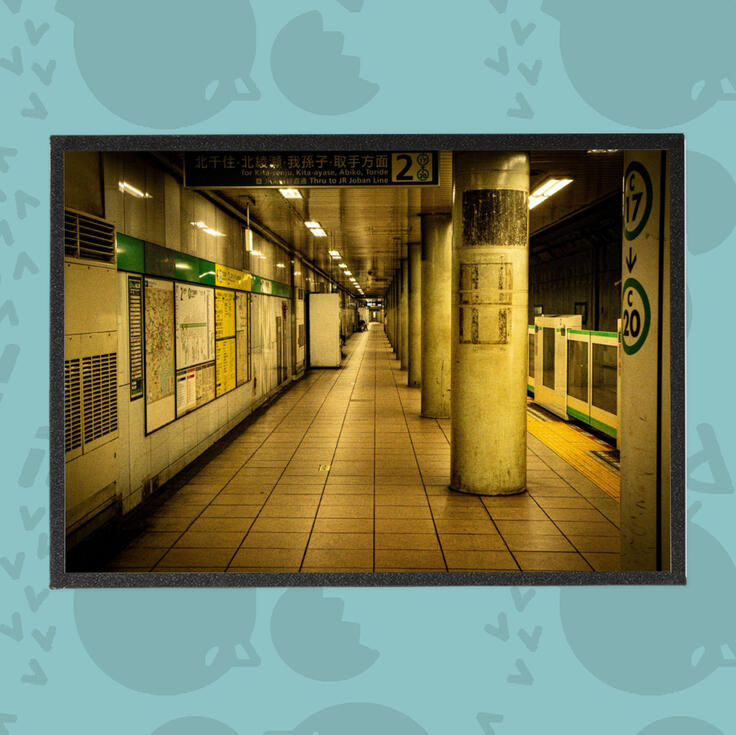 Dark Japanese Subway Station Photography Art Boards