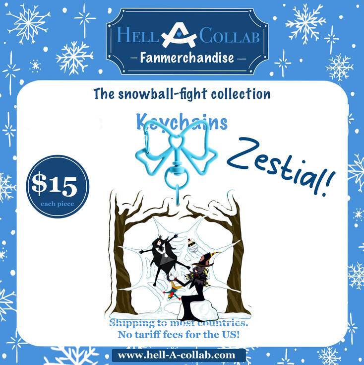 Hazbin Hotel Snowball Fight Collaboration Zestial Clear Acrylic Keychains