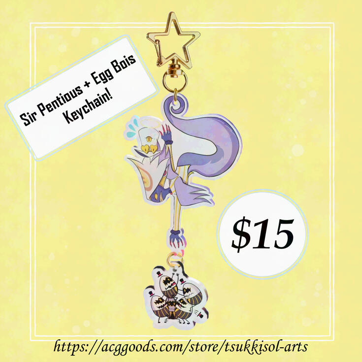 Hazbin Hotel Sir Pentious and Egg Bois Connection Acrylic Keychains